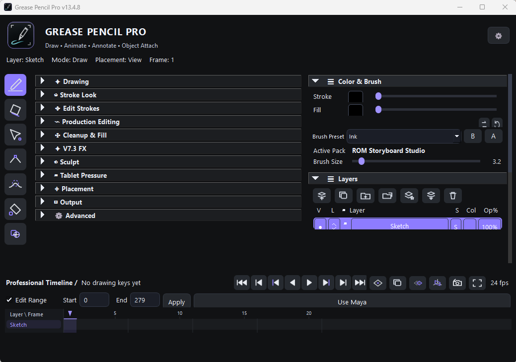 Grease Pencil Pro — full UI